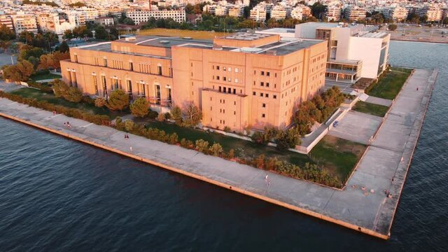 Aerial View of Concert Hall in Thessaloniki city, Greece