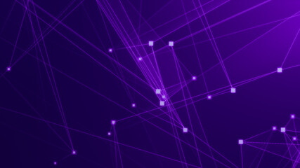 Abstract purple violet polygonal 3d rendering network technology background.