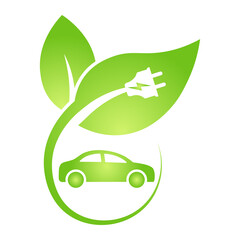 Eco electrocar icon Zero emission vehicle Battery charging station sign