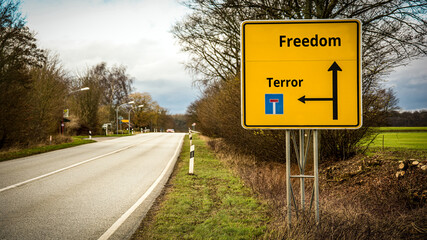 Street Sign to Freedom versus Terror