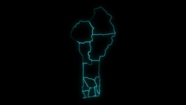 Animated Outline Map of Benin with Departments