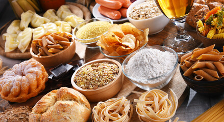 Composition with variety of food products containing gluten