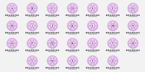 set letter a to z with flower ornament logo design