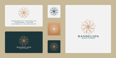 luxury flower dandelion logo design for your spa, resort, plant shop