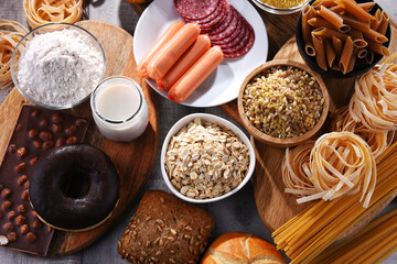 Composition with variety of food products containing gluten