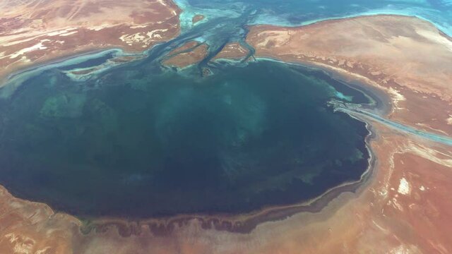 Aerial time lapse view of the Dahlak Archipelago is an island group located in the Red Sea near Massawa Eritrea Africa and consists of two large and 124 small islands 4k resolution animation