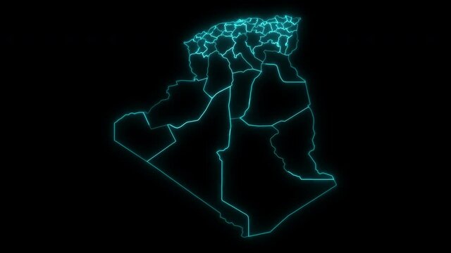 Animated Outline Map of Algeria with Provinces