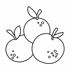 Vector black and white apples pile with leaves. Autumn fruit line icon. Funny outline illustration isolated on white background. Garden or farm harvest clipart or coloring page.