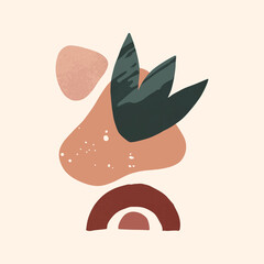 Modern abstract vector illustration with organic various shapes and textures.Boho watercolor wall art decor.Trendy artistic design perfect for banners;social media,invitations,covers,wallpaper.