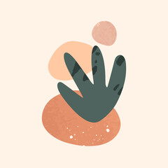 Obraz premium Modern abstract vector illustration with organic various shapes and textures.Boho watercolor wall art decor.Trendy artistic design perfect for banners;social media,invitations,covers,wallpaper.