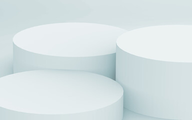 Abstract 3d  gray white colors cylinder podium minimal studio background.