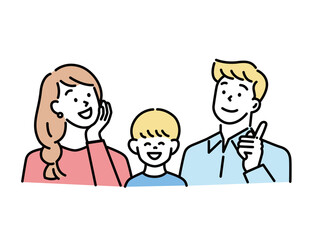 ファミリーイラスト(夫婦、親子、子供、将来設計、理想、キッズ、共働き) Family illustrations.husband and wife, parent and child, children, business, kids, dual-income