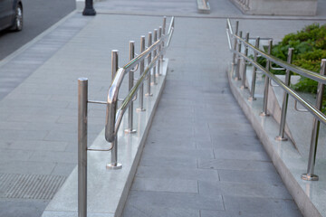 The railing is made of nickel-plated steel.Improvement of the city.