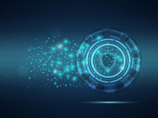 abstract futuristic protection with wireframe shield