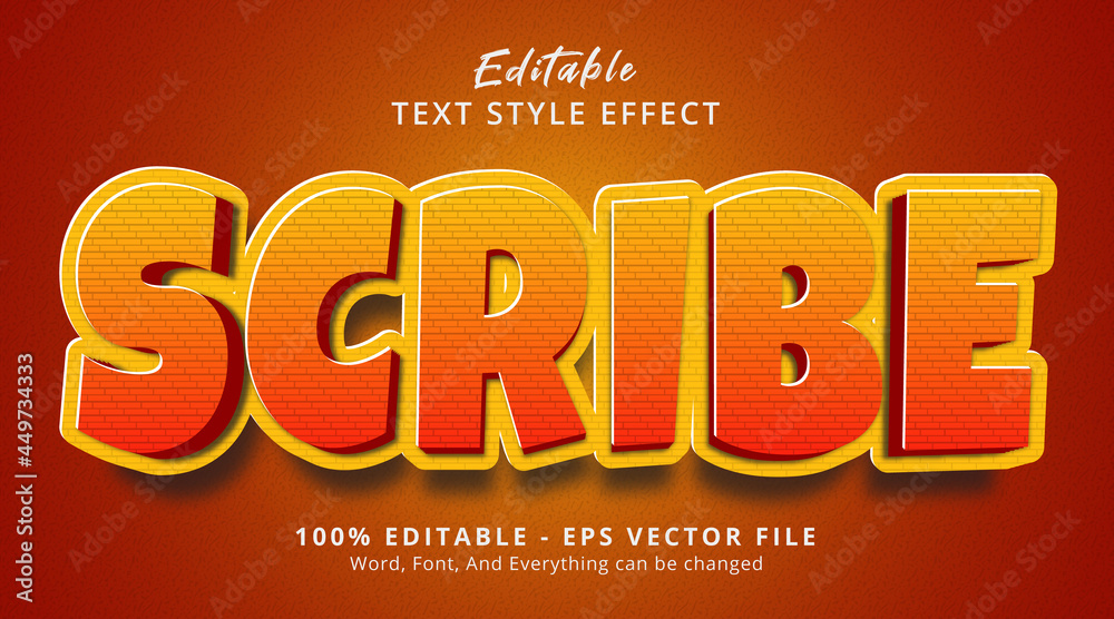 Fototapete Editable text effect, Scribe text on popular color style effect