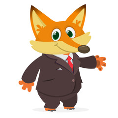 Cartoon funny grizzly bear wearing toxedo or business suit.  Vector illustration