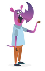 Cartoon funny and happy giraffe wearing modern style clothes