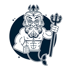 Poseidon Clip Art or Logo, Vector Art