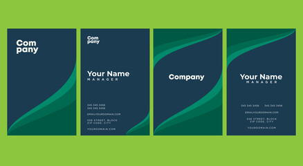 Modern and Elegant Business Card Design Template Green Waves Natural Elements