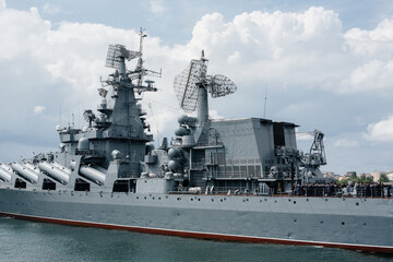 Modern ships of the Navy lined up for the festive parade. Modern ships of the Navy. - obrazy, fototapety, plakaty