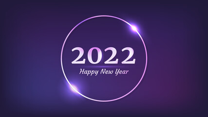 2022 Happy New Year neon background