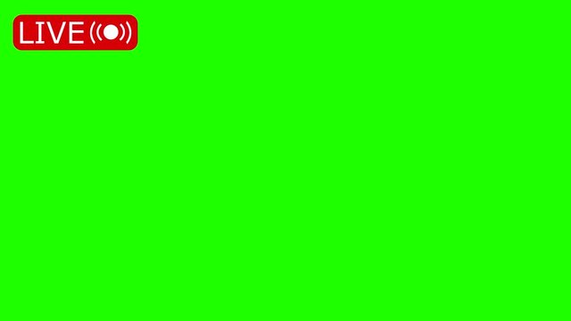 Live stream icon with animated signal sign on green screen