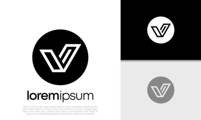 Initials V logo design. Initial Letter Logo. Innovative high tech logo template.
