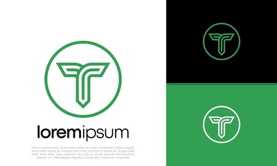 Initials T logo design. Initial Letter Logo. Innovative high tech logo template.