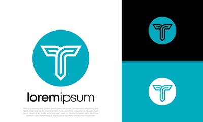 Initials T logo design. Initial Letter Logo. Innovative high tech logo template.