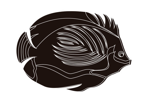 recommend clip art: Icono negro de un pez en fondo blanco.