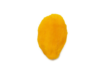 Dry tasty mango slices isolated on a white background.
