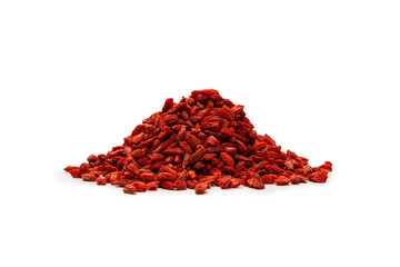 Red berries goji isolated on a white background.