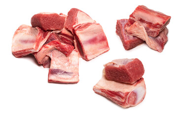 Raw beef ribs isolated on white background.