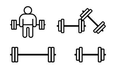Dumbbell and barbell training vector icons