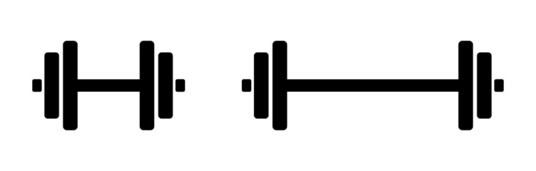 Dumbbell and barbell weights vector icons