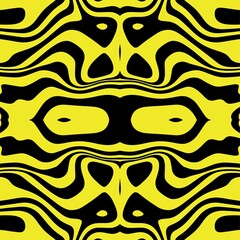 Vector graphic of seamless abstract pattern. Ornament with elements of black and yellow colors. Texture for Gift voucher, frames, certificate, currency, money design, etc. Award background. 
