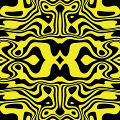 Vector graphic of seamless abstract pattern. Ornament with elements of black and yellow colors. Texture for Gift voucher, frames, certificate, currency, money design, etc. Award background. 
