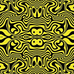 Vector graphic of seamless abstract pattern. Ornament with elements of black and yellow colors. Texture for Gift voucher, frames, certificate, currency, money design, etc. Award background. 
