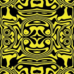 Vector graphic of seamless abstract pattern. Ornament with elements of black and yellow colors. Texture for Gift voucher, frames, certificate, currency, money design, etc. Award background. 

