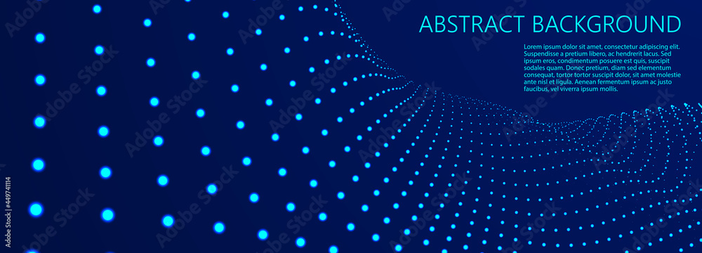 Fototapete Abstract digital background of points. Glowing particles. Big data. Network or connection. Abstract technology science background. 3d vector illustration.