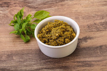 Green sauce pesto with basil