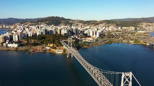 Seascape of Florianopolis island, Santa Catarina, Brazil. Bridge scene.Seascape of Florianopolis island, Santa Catarina, Brazil. Bridge scene.Seascape of Florianopolis island, Santa Catarina, Brazil. 