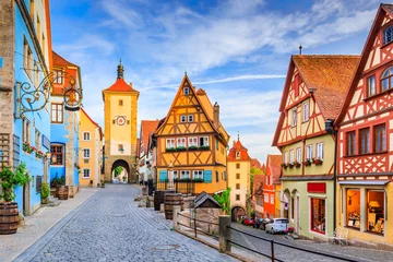 Gardinen Sommer Rothenburg, Germany. Medieval town of Rothenburg ob der Tauber on a summer evening.  © SCStock