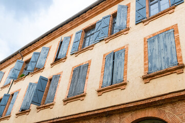 Montauban, beautiful french city in the South, old colorful house
