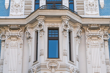 Fragment of Art Nouveau architecture style of Riga city