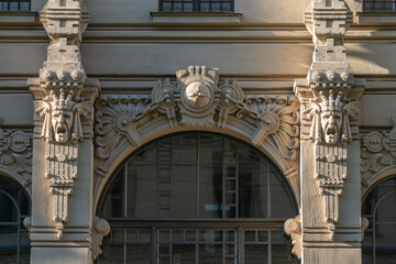 Fragment of Art Nouveau architecture style of Riga city