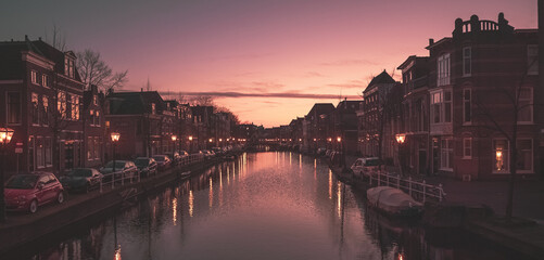 Sunset Leiden Netherlands