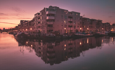 Fototapeta premium Sunset Leiden Netherlands