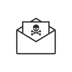 Envelope with skull and crossbones icon.Vector illustration isolated on white background.