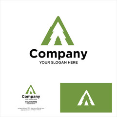 creative simple logo design  pine mountain